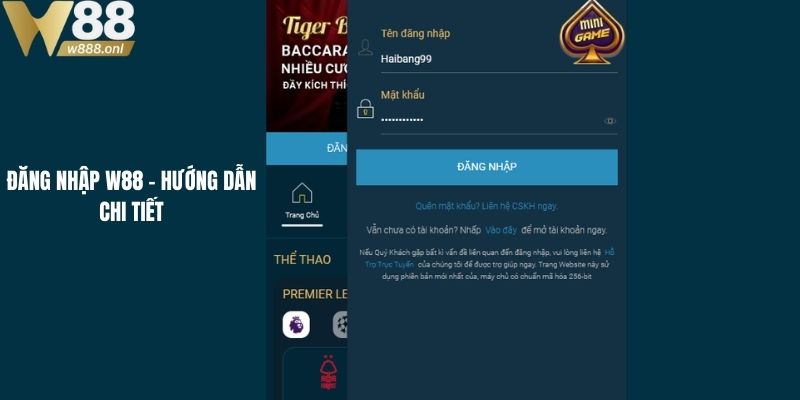 Đăng nhập W88 và các thao tác chi tiết