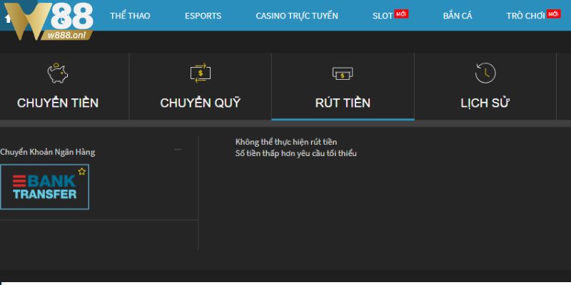 Tạo lệnh rút tiền W88 nhanh chóng